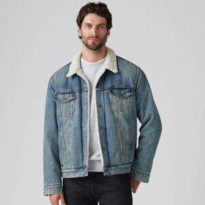 Levi's Denim Sherpa Trucker Jacket - Medium Wash
